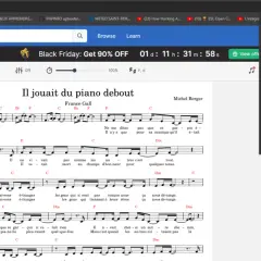 Partition de solfège piano pour "Il jouait du piano debout" de France Gall.