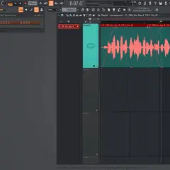 Interface FL Studio pour apprendre à mixer des voix. On voit des formes d'onde audio et des pistes dans la timeline.