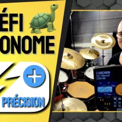 Un batteur avec un métronome BOSS Dr.Beat DB-88, prêt à trouver le groove musique parfait. Le défi du métronome est lancé !