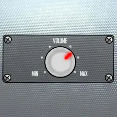 Un bouton de volume, illustration de la définition d'un égaliseur, réglé sur une position intermédiaire entre MIN et MAX.