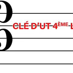 Clé d'ut 4ème ligne, symbole musical sur portée.