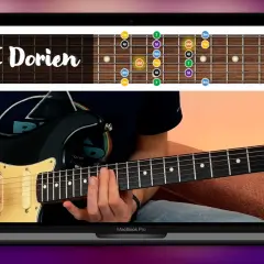 Apprentissage de la gamme E Dorien sur une guitare, inspiré par le style de David Gilmour.