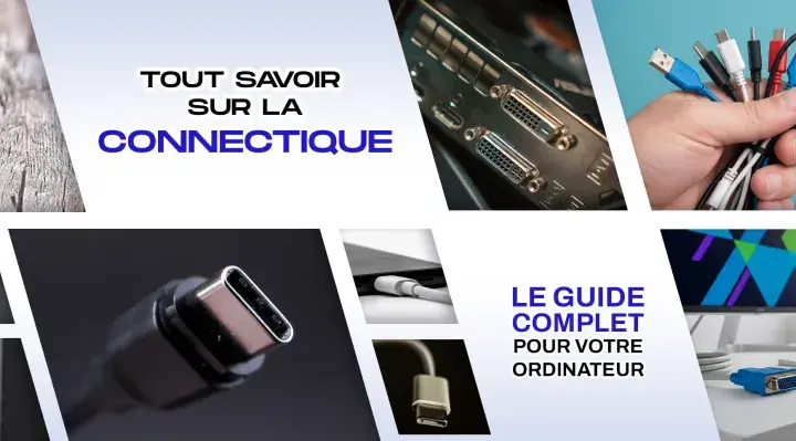 Divers câbles et connectiques : jack audio, USB, Ethernet, VGA. Le guide complet pour votre ordinateur.