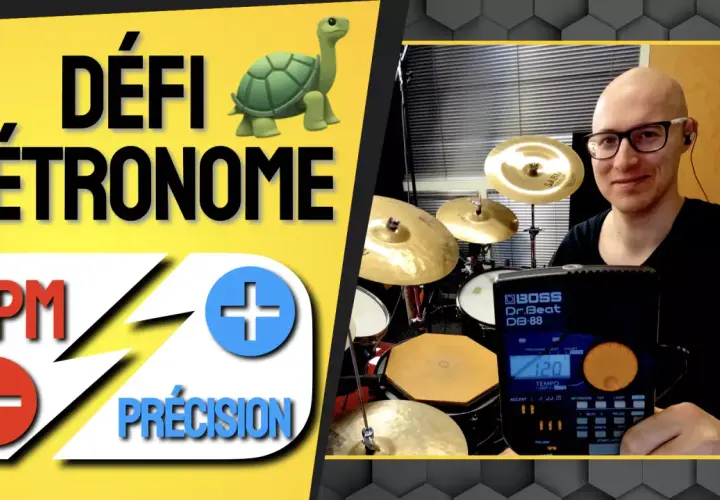 Un batteur avec un métronome BOSS Dr.Beat DB-88, prêt à trouver le groove musique parfait. Le défi du métronome est lancé !