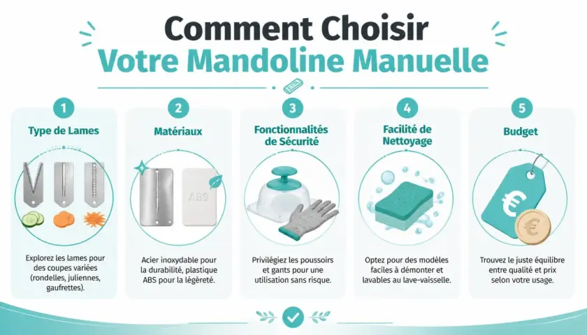 Guide pour choisir votre mandoline : lames, matériaux, sécurité, nettoyage et budget. Cet instrument de cuisine est essentiel.