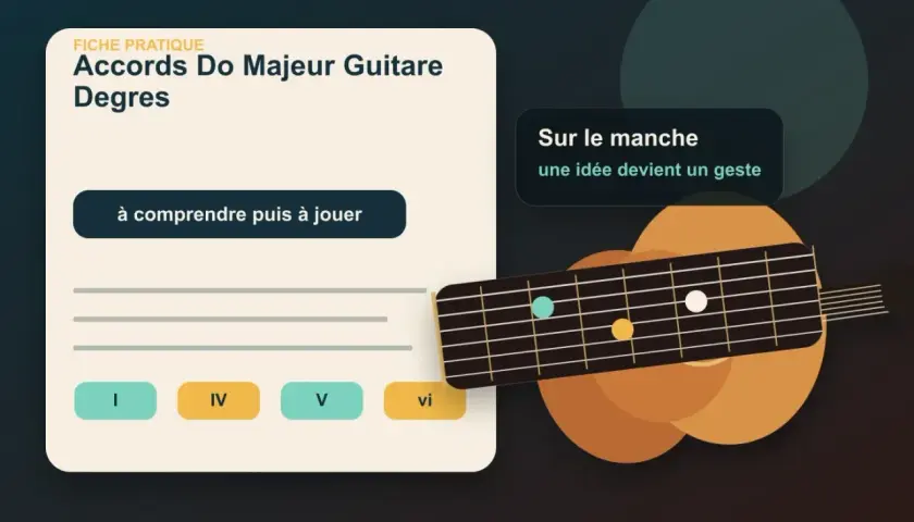Apprenez les accords de Do Majeur à la guitare, de la gamme do ré mi fa sol la si do, sur le manche. Une idée devient un geste.