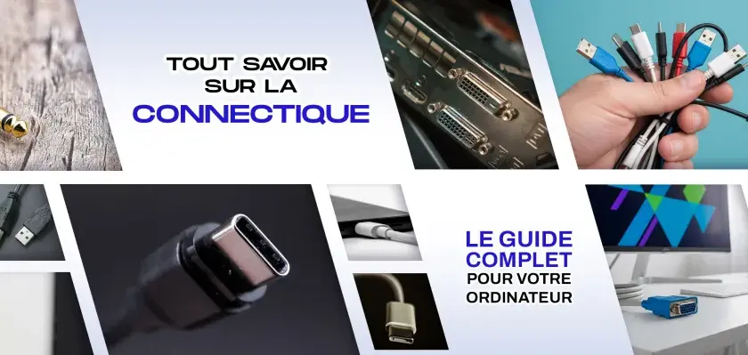 Divers câbles et connectiques : jack audio, USB, Ethernet, VGA. Le guide complet pour votre ordinateur.