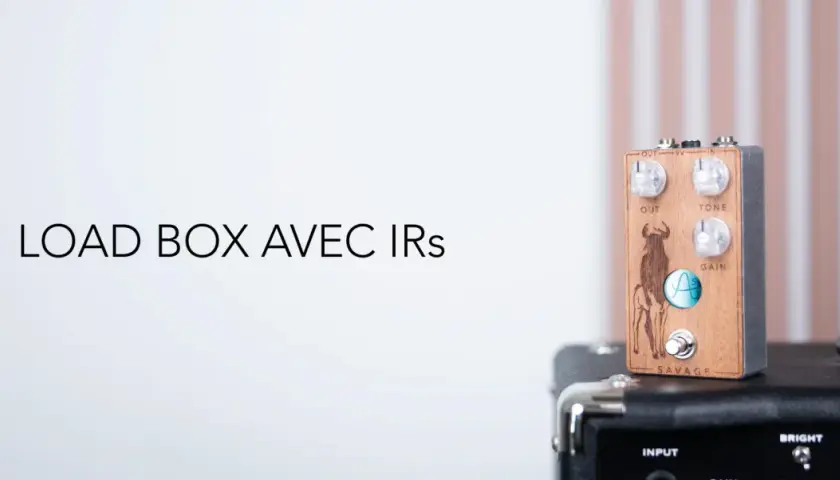 Pédale de guitare LOAD BOX AVEC IRs, en bois, avec un taureau gravé et des potards pour le son.