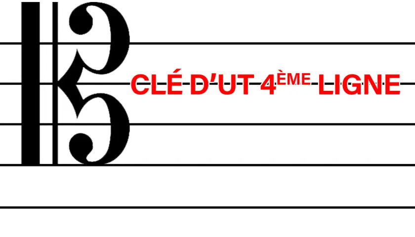 Clé d'ut 4ème ligne, symbole musical sur portée.