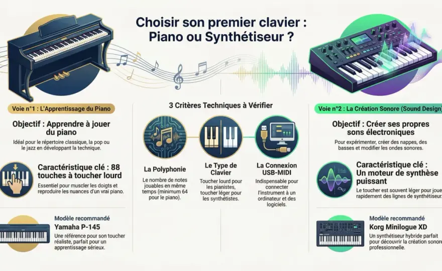 Piano ou synthétiseur ? Le vrai choix selon votre usage