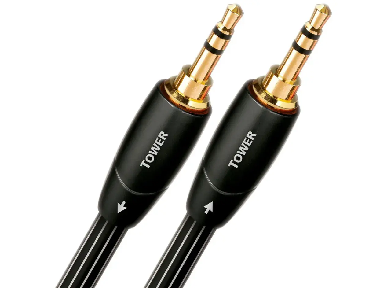 Deux prises audio jack 3.5mm plaquées or, marque "TOWER", pour une prise audio de qualité.
