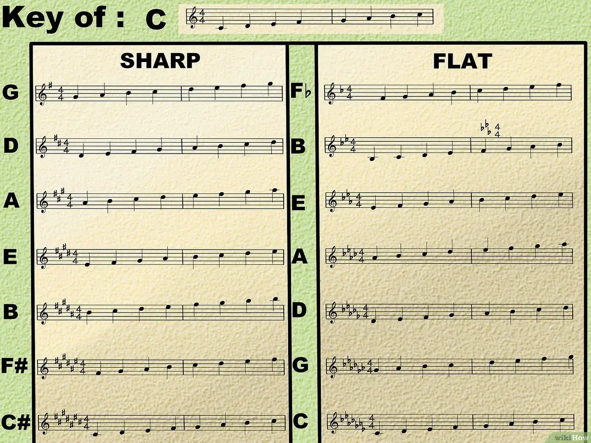 La signification du symbole de note de musique est expliquée par des gammes en dièse et en bémol, montrant les altérations.