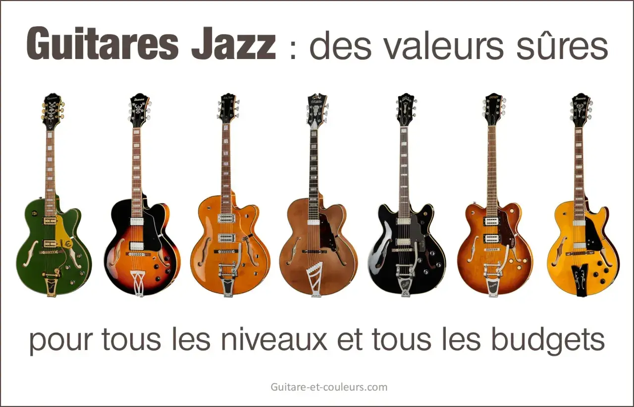 Une collection de guitares acoustiques jazz aux couleurs variées, parfaites pour tous les musiciens.