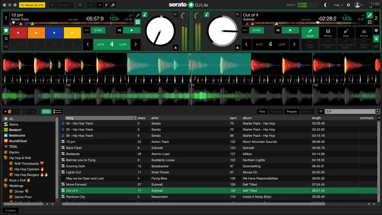 Dans Serato DJ Lite, la section 