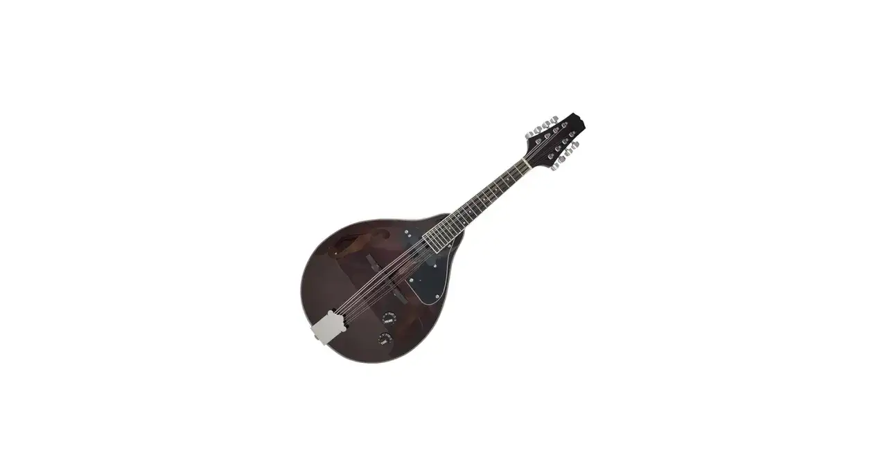 Une mandoline &eacute;lectrique sombre, pr&ecirc;te &agrave; produire un son m&eacute;lodieux.