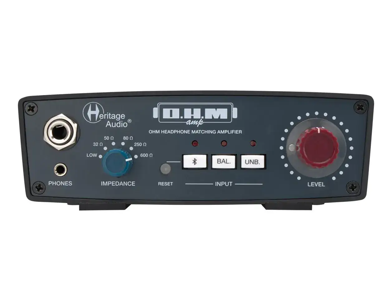 Amplificateur de casque Heritage Audio avec réglage d'impédance pour une écoute optimale.